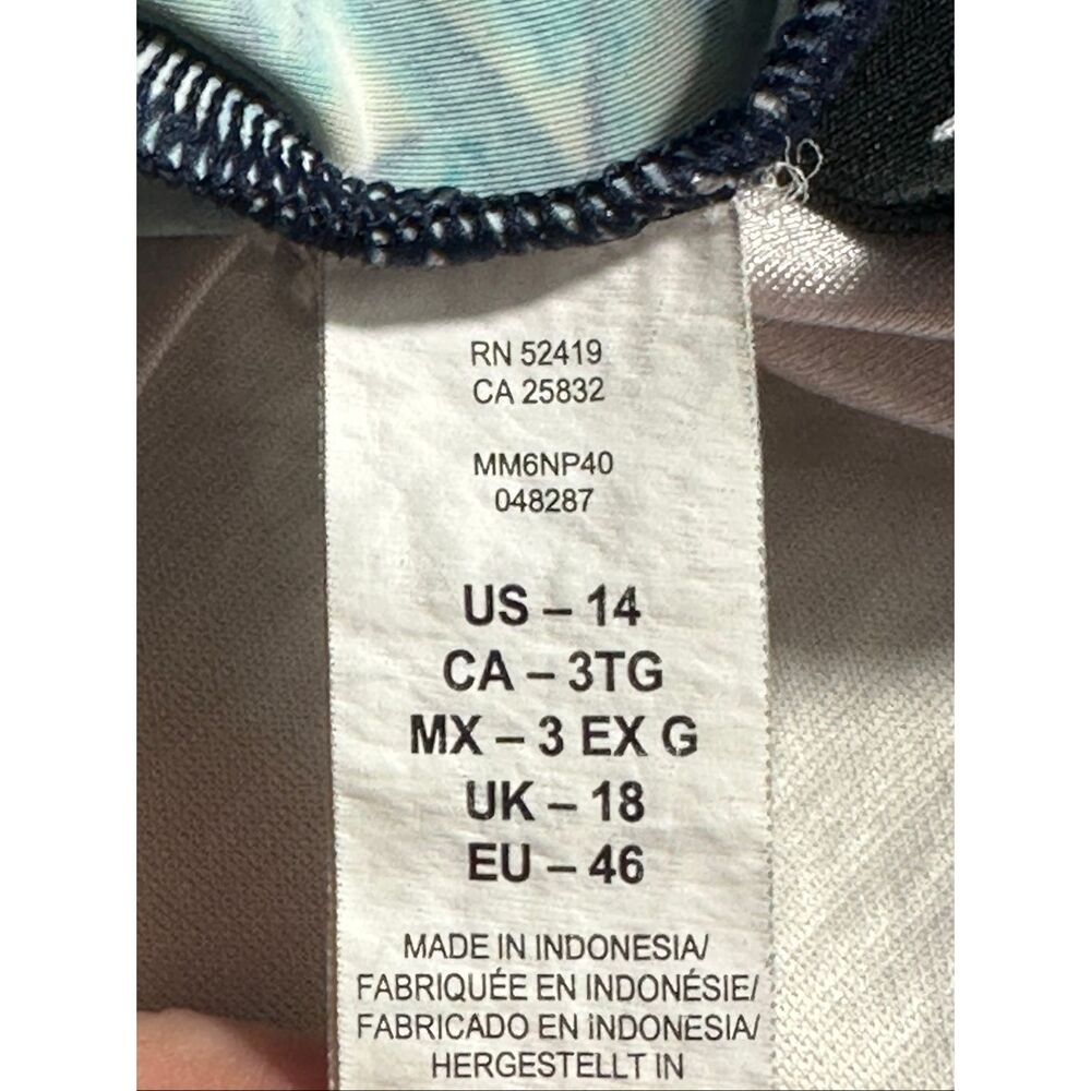 Maxine of Hollywood Swimsuit Size 14 Blue White Floral Built-In Padding - Picture 6 of 9